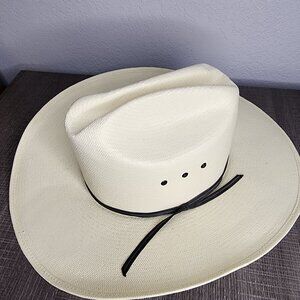Gen Cowboy Hat 20X SHANTUNG Panama Straw Size 7 3/8 Natural 59 Light Made Mexico